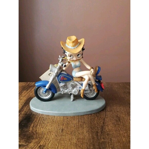 Betty Boop Blue Easy Rider Motorcycle Howdy Cowgirl Hat 2001 King Features READ - Picture 3 of 14
